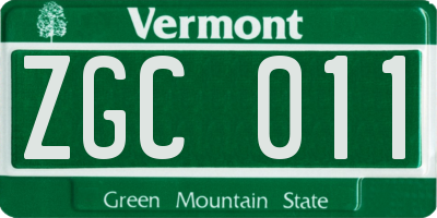 VT license plate ZGC011