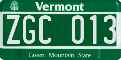 VT license plate ZGC013
