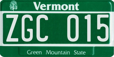 VT license plate ZGC015