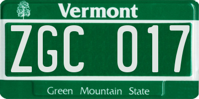 VT license plate ZGC017