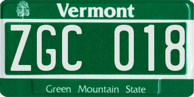 VT license plate ZGC018