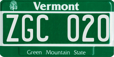 VT license plate ZGC020