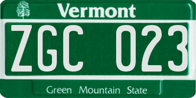 VT license plate ZGC023