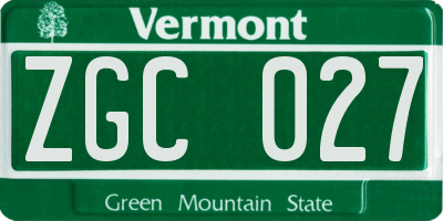 VT license plate ZGC027
