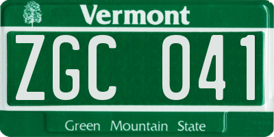VT license plate ZGC041