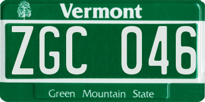 VT license plate ZGC046