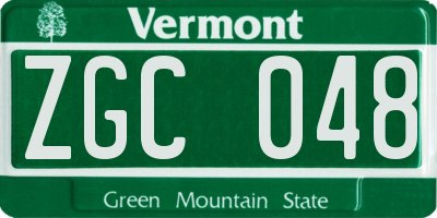 VT license plate ZGC048