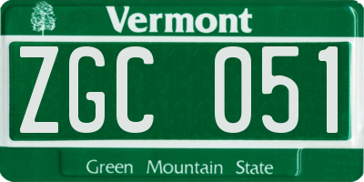 VT license plate ZGC051