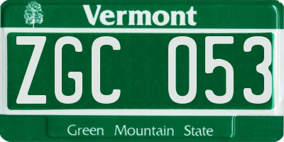 VT license plate ZGC053