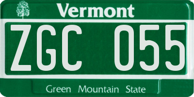 VT license plate ZGC055