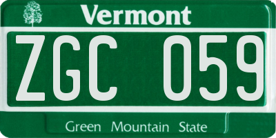 VT license plate ZGC059