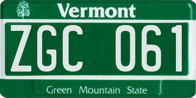 VT license plate ZGC061