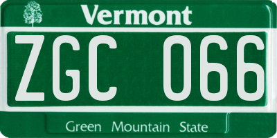 VT license plate ZGC066