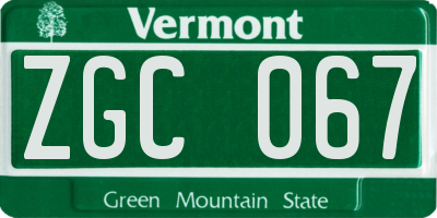 VT license plate ZGC067