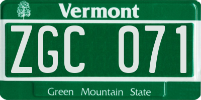 VT license plate ZGC071