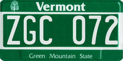 VT license plate ZGC072