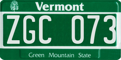 VT license plate ZGC073
