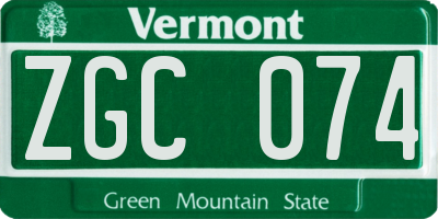 VT license plate ZGC074