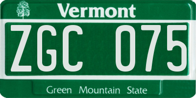 VT license plate ZGC075