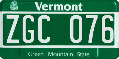 VT license plate ZGC076