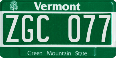VT license plate ZGC077