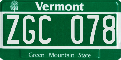 VT license plate ZGC078