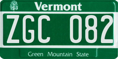 VT license plate ZGC082