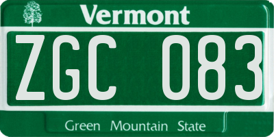VT license plate ZGC083