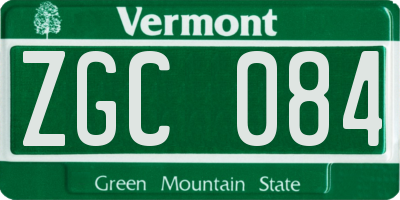 VT license plate ZGC084
