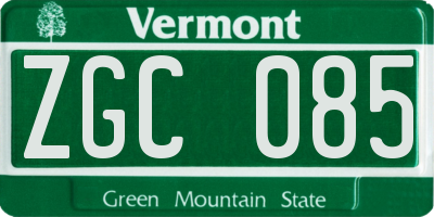 VT license plate ZGC085