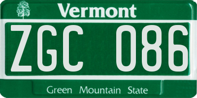 VT license plate ZGC086
