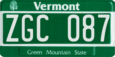 VT license plate ZGC087