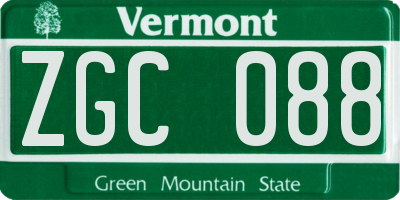 VT license plate ZGC088