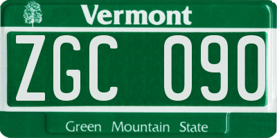 VT license plate ZGC090