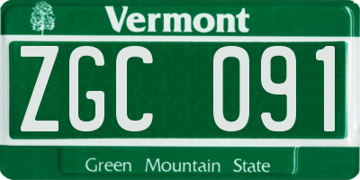 VT license plate ZGC091