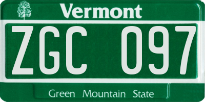 VT license plate ZGC097
