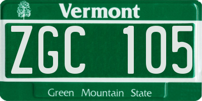 VT license plate ZGC105