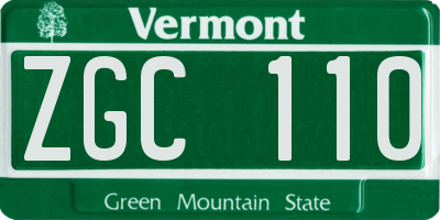 VT license plate ZGC110