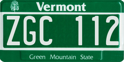 VT license plate ZGC112
