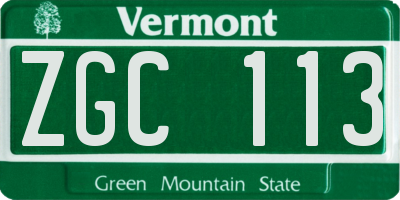VT license plate ZGC113