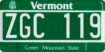 VT license plate ZGC119