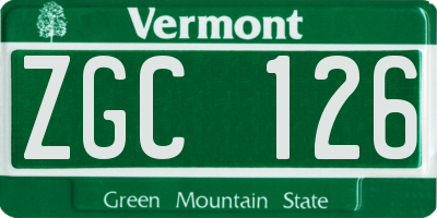 VT license plate ZGC126