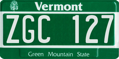 VT license plate ZGC127