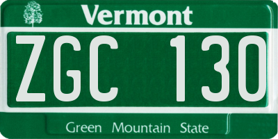 VT license plate ZGC130