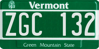 VT license plate ZGC132