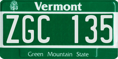 VT license plate ZGC135