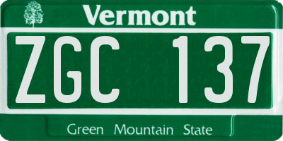 VT license plate ZGC137