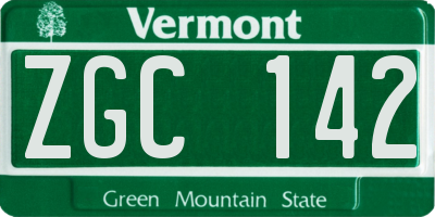 VT license plate ZGC142