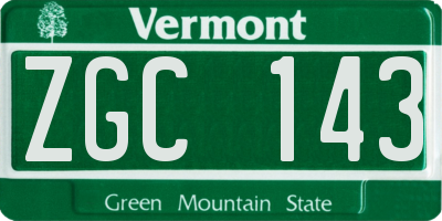 VT license plate ZGC143