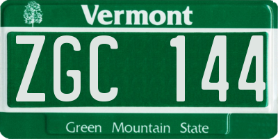 VT license plate ZGC144